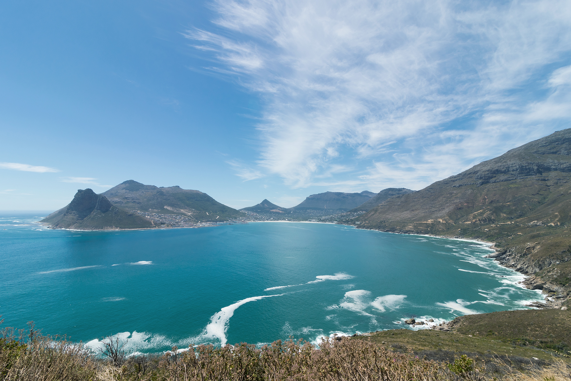 A breathtaking view of the Chapman's Peak by the ocean captured in South Africa