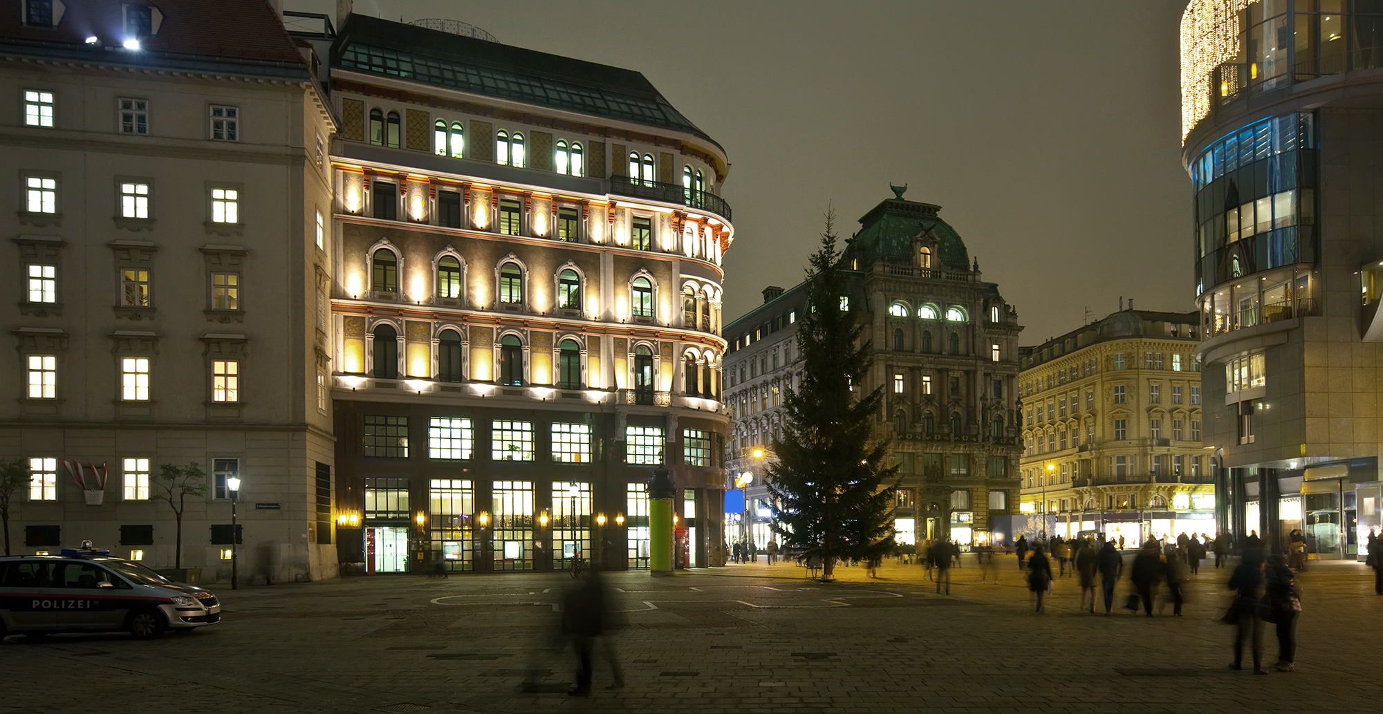 Old street of  Vienna in night.   Austria