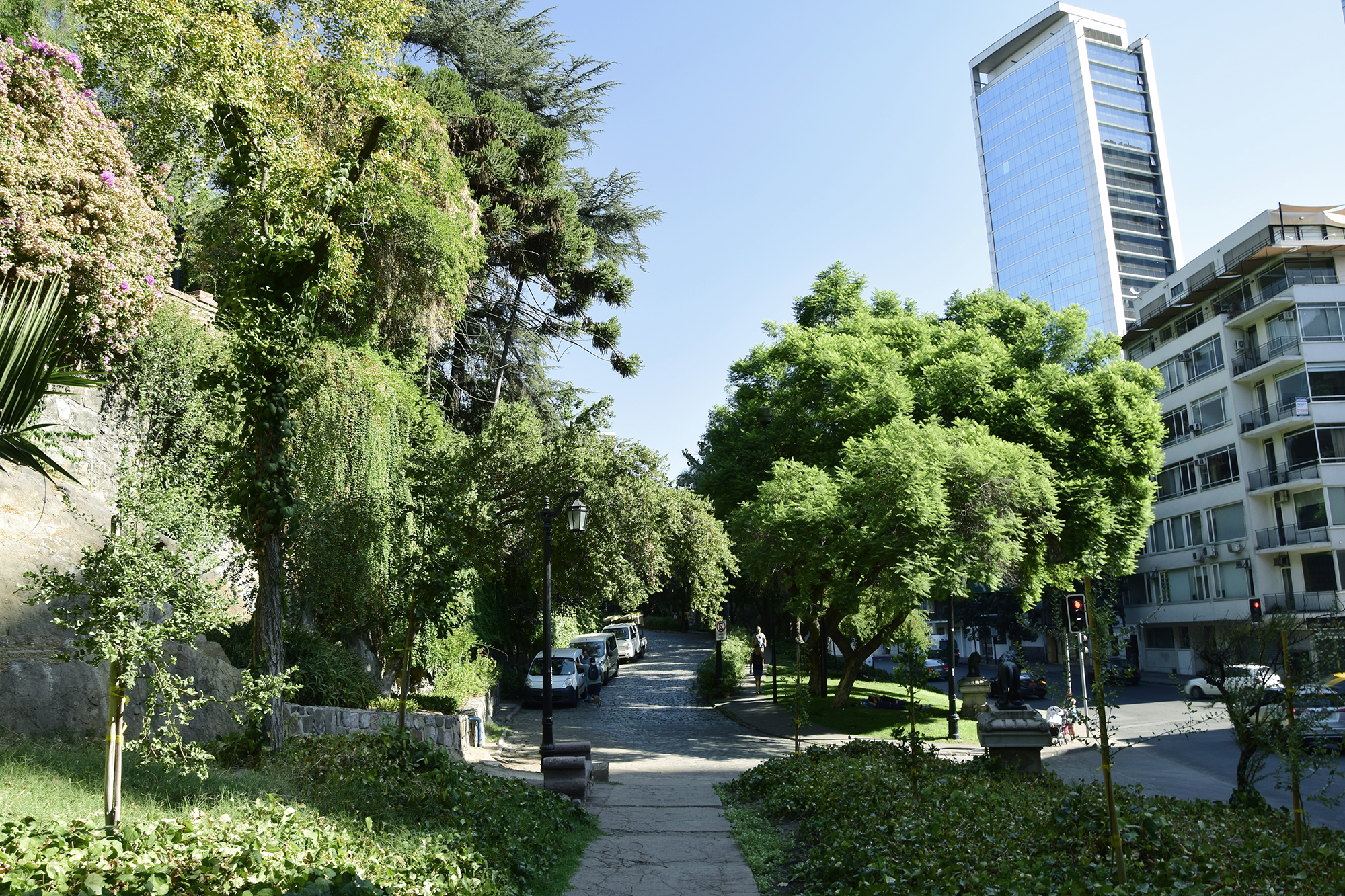 Urban park Cerro Santa Lucia in the center of Santiago, Chile.